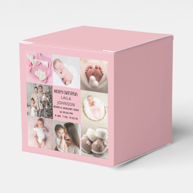  Birth Announcment Personalize 8 Photo christmas Geschenkschachtel (Vorderseite)