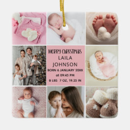  Birth Announcment Personalize 8 Photo christmas Keramikornament