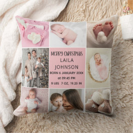  Birth Announcment Personalize 8 Photo christmas Kissen