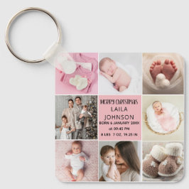  Birth Announcment Personalize 8 Photo christmas Schlüsselanhänger