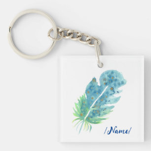 Birth Blue Feather Holiday Geschenk Schlüsselanhänger