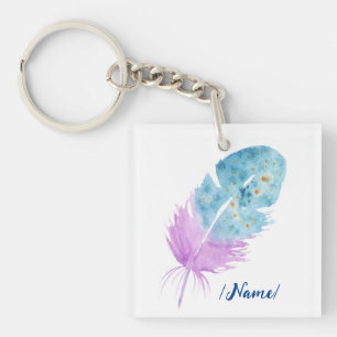 Birth Blue violet Feather Holiday Geschenk Schlüsselanhänger
