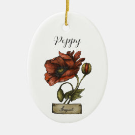 Birth Blume AUGUST Birthday Poppy Keramik Ornament