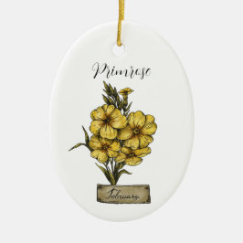 Birth Blume FEBRUARY Geburtstag Primrose Keramik Ornament