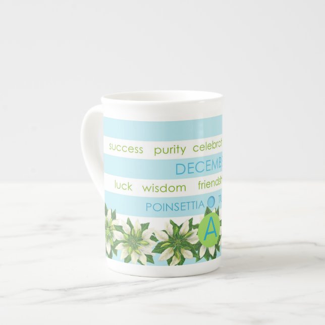 Birth Blume & Gem Strip Tasse Dezember Knochen Chi (Vorderseite Links)