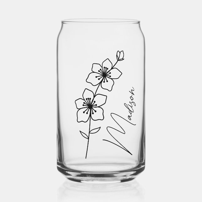 Birth Blume März Cherry Blossom Bridemaid Geschenk Dosenglas (Vorderseite)