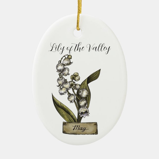 Birth Blume MAY Birthday Lily Valley Keramik Ornament (Vorne)