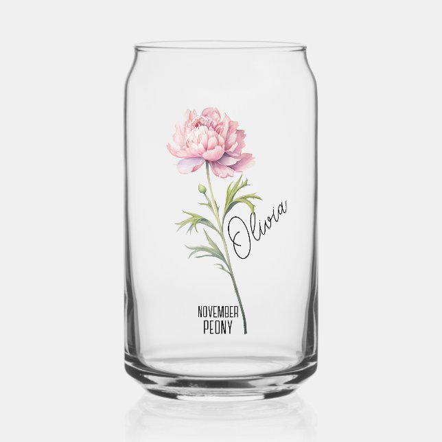 Birth Blume Monat November Peony Name Dosenglas (Vorderseite)