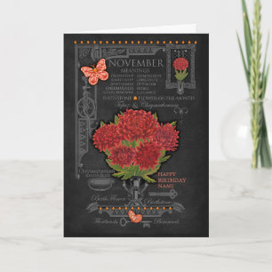 Birth Blume November Chalk Personalisiert Card Karte