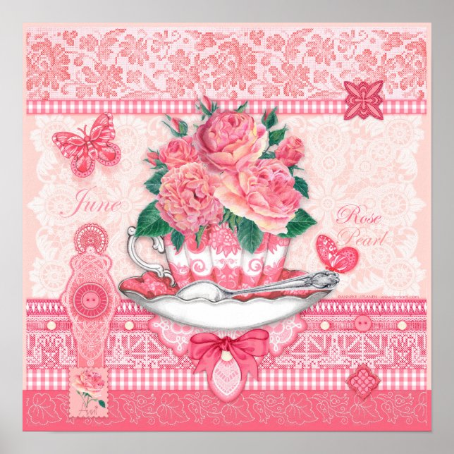 Birth Blume und Gem June Teacup Poster (Vorne)