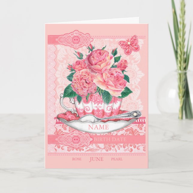 Birth Blume und Gem June Word Game Card Karte (Vorderseite)