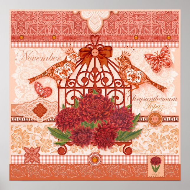 Birth Blume und Gem November Birdcage Poster (Vorne)