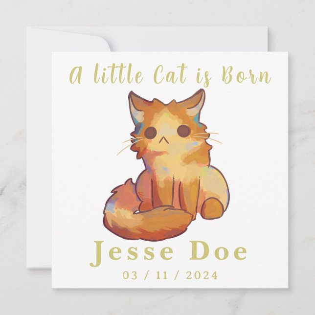 Birth Boy and Girl card, little cat (Vorderseite)