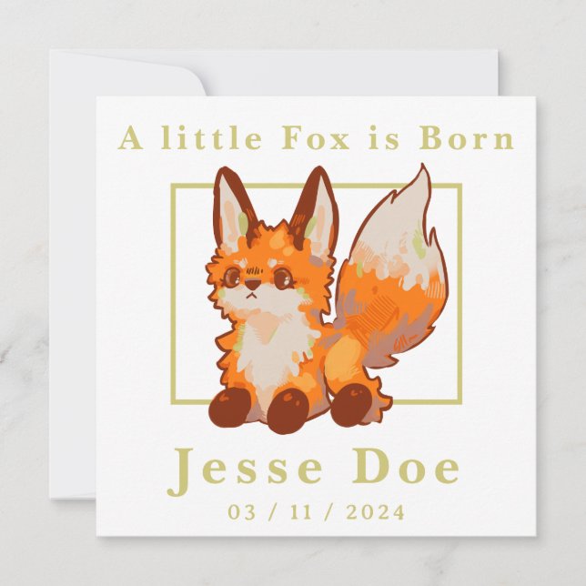 Birth Boy and Girl card, little Fox (Vorderseite)