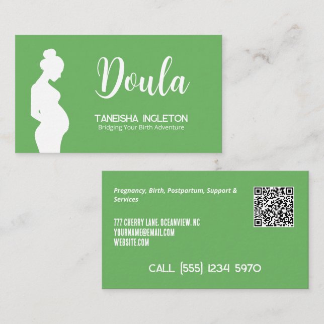 Birth Doula Custom QR Visitenkarte (Vorne/Hinten)