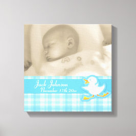 Birth Foto Blau Karo und Ente Leinwand wickeln