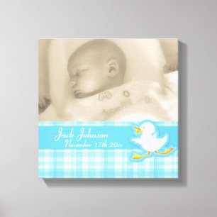 Birth Foto Blau Karo und Ente Leinwand wickeln