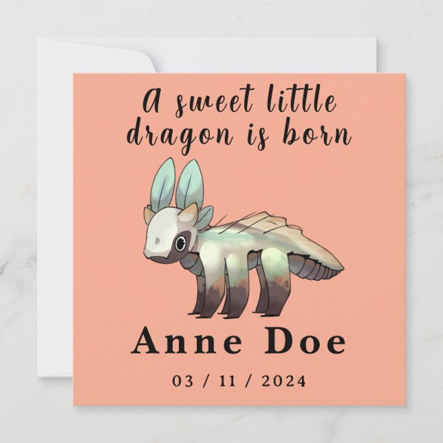 Birth Girl, Card Cute Dragon  (Vorderseite)