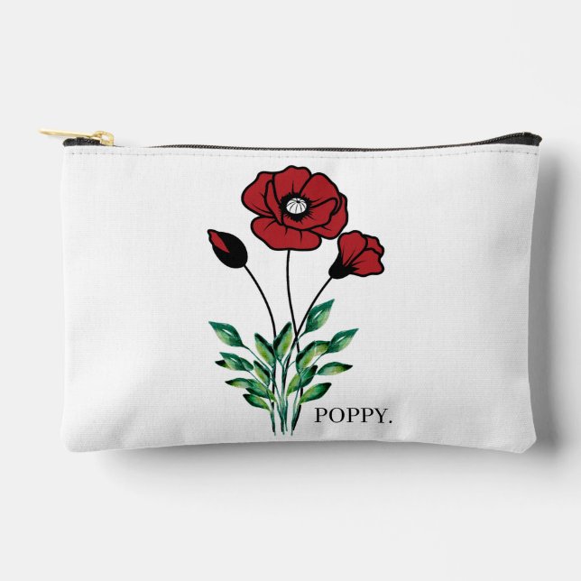 Birth Month Blume August Poppy Zubehörtasche (Vorderseite)