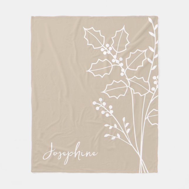 Birth Month Flower, December Calligraphy Name  Fleecedecke (Vorderseite)