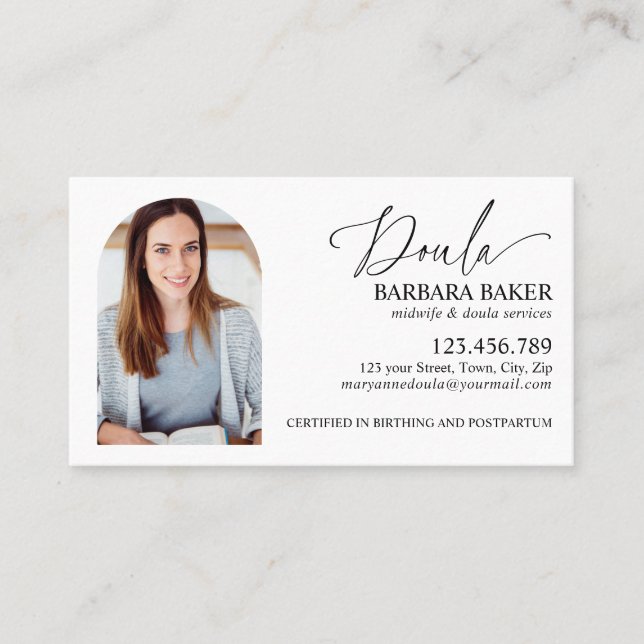 Birth & Postpartum Midwife Doula Photo Arch  Visitenkarte (Vorderseite)