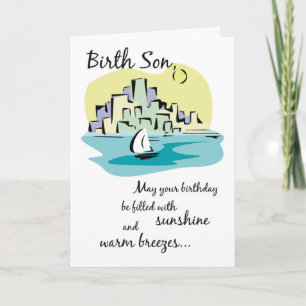 Birth Son Sailboat City Geburtstag Karte