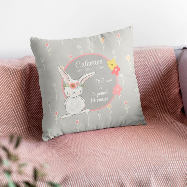 Birth Stats Pillow mit wenig Bunny Kissen (Von Creator hochgeladen)