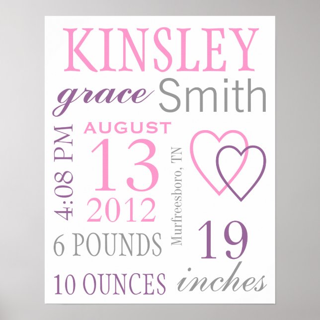 Birth Stats Poster (Vorne)