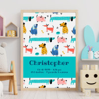 Birth Stats Print Funny Dogs