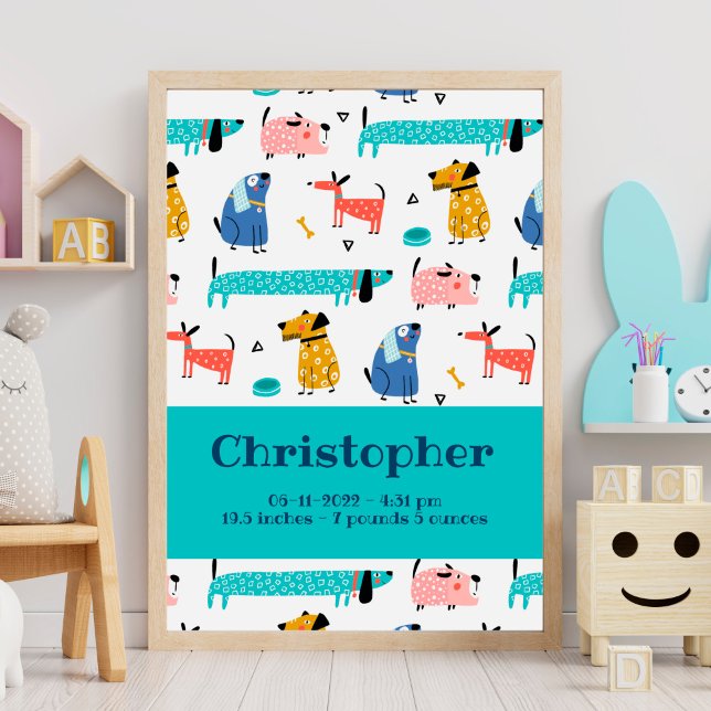 Birth Stats Print Funny Dogs Poster (Von Creator hochgeladen)