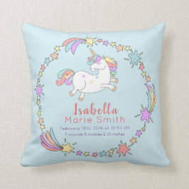 Birth Stats Unicorn Kinderzimmer Kissen