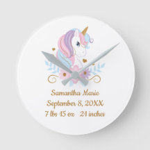 Birth Stats Unicorn Pink Blue Gold, Girly