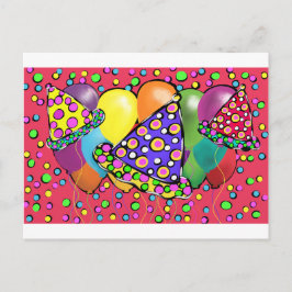 Birthay Party Hats Einladungspostkarte