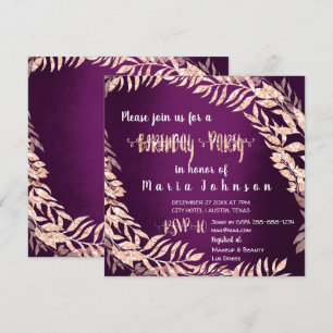 Birthda Party Wreath Glitzer Rose Gold Plum Lila Einladung