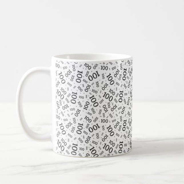 Birthday 100 Black/White Random Number Pattern  Kaffeetasse (Links)