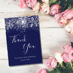 Birthday 50 navy blue silver glitter dust thank dankeskarte<br><div class="desc">A thank you card for a 50th (or any age) birthday. A navy blue background color,  decorated with faux silver glitter dust. On front hand lettered script and the text: Thank You,  your text,  title and a date. 
Back: Template for Your thank you note and name.   Light gray letters.</div>