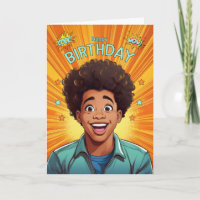 Birthday African American Teenage Junge Pop Art
