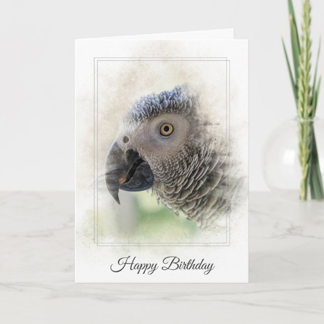 Birthday African Gray Parrot Macro Karte (Vorderseite)