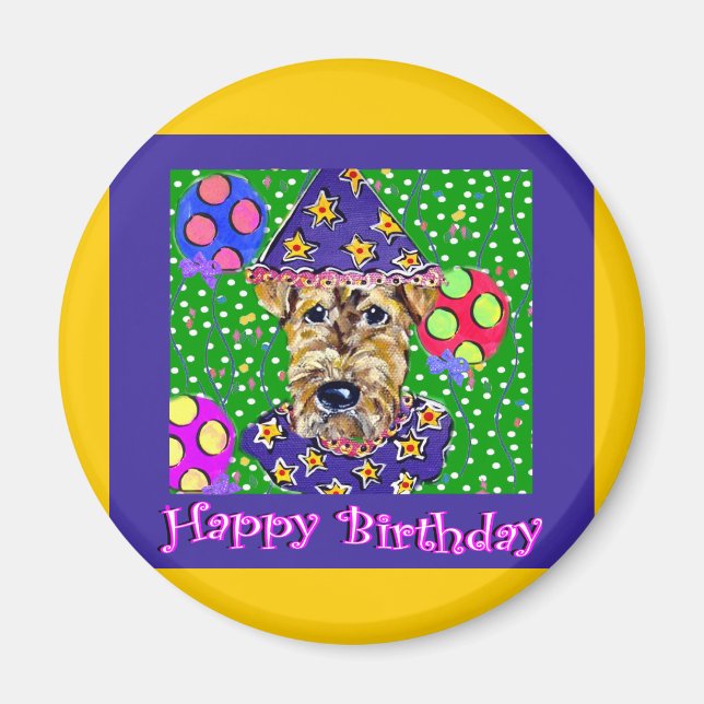 Birthday Airedale Magnet (Vorne)