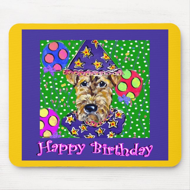 Birthday Airedale Mousepad (Vorne)