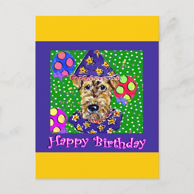 Birthday Airedale Postkarte (Vorderseite)