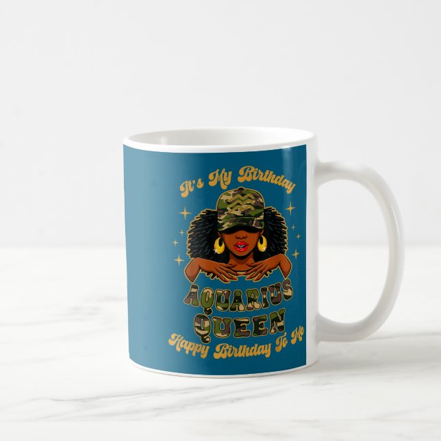 Birthday Aquarius Queen Camo Black Woman African Z Kaffeetasse (Rechts)