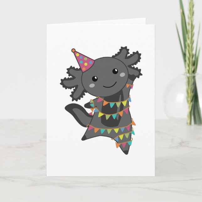 Birthday Axolotl Garland Karte (Vorderseite)
