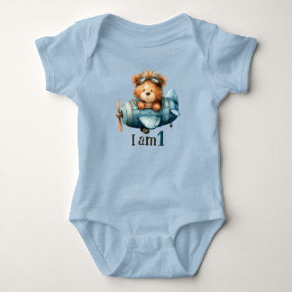 Birthday Baby Bear in Airplane Strampler