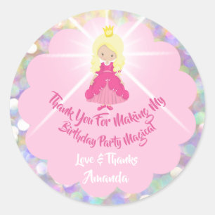Birthday Baby Girl Dusche Rosa Glitzer Princess Runder Aufkleber