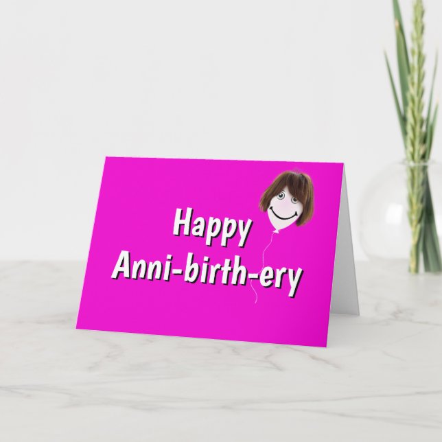 Birthday Ballon mit Hair On Pink Karte (Vorderseite)