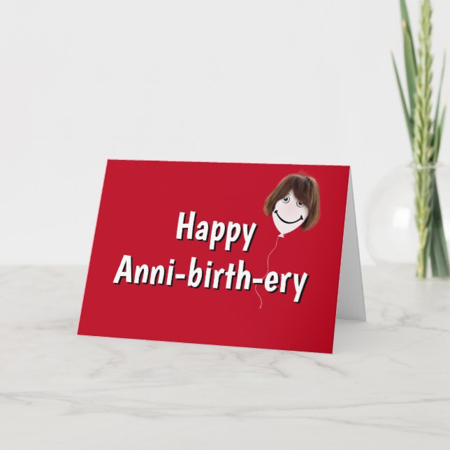 Birthday Ballon mit Hair On Red Card Karte (Vorderseite)