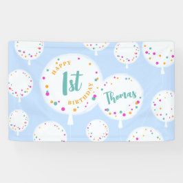 Birthday Ballons anpassbare Vinyl Banner blau