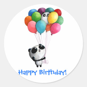 Birthday Ballons Panda Bear Runder Aufkleber