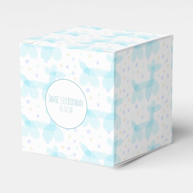 Birthday Balloon Animals Blue Pastel Fevor Box Geschenkschachtel (Vorderseite)